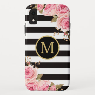 Monogramm des blorfarbenen Schwarzen und Weißen St Case-Mate iPhone Hülle