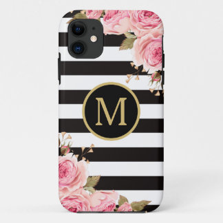 Monogramm des blorfarbenen Schwarzen und Weißen St Case-Mate iPhone Hülle