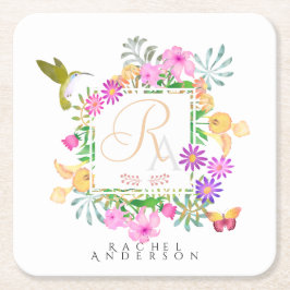 Monogramm des Blumengartens Rechteckiger Pappuntersetzer
