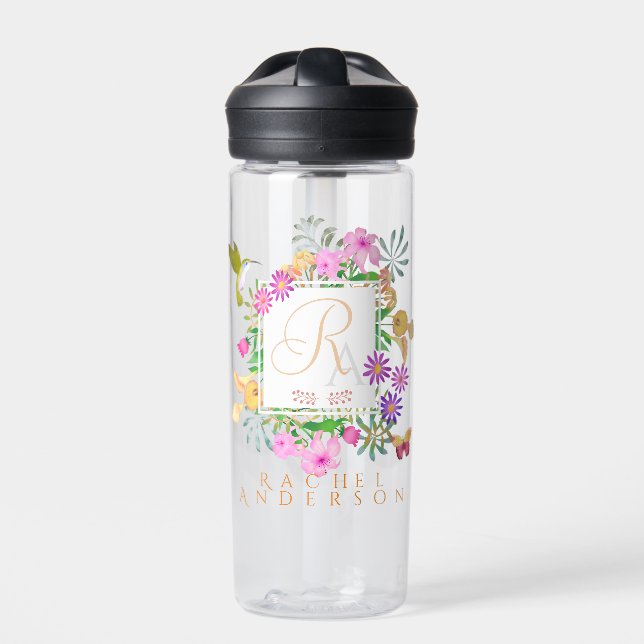 Monogramm des Blumengartens Trinkflasche (Vorderseite)
