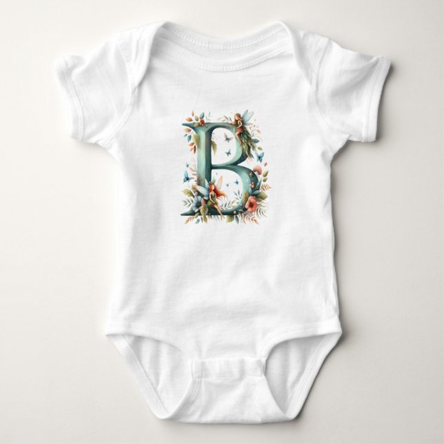 Monogramm des Blumenkohles B Baby Strampler (Vorderseite)