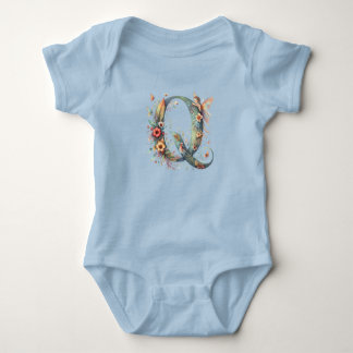 Monogramm des Blumenkohles Q Baby Strampler