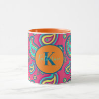 Monogramm des Bohemisch rosa Paisley-Muster-Indivi