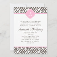 Monogramm des braunen und rosa Zebra-Musters