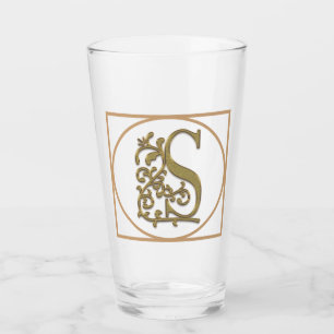 MONOGRAMM des BUCHSTABE-S schöne Hochzeits-neues Glas
