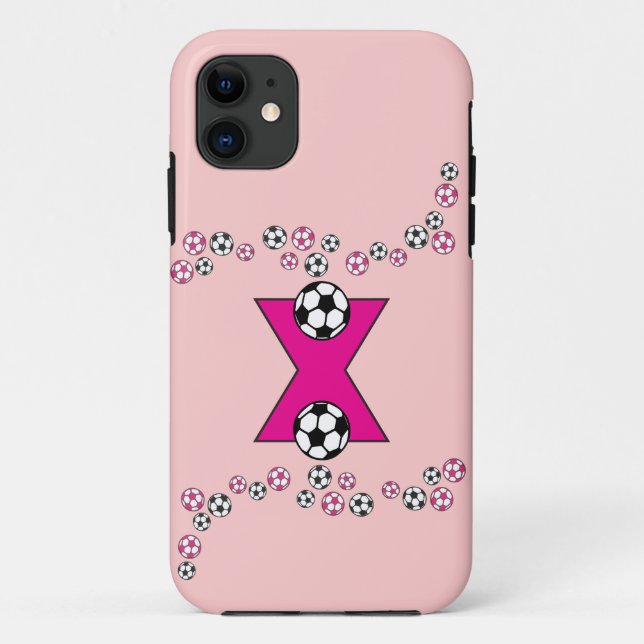 Monogramm des Buchstabe-X im Fußball-Rosa Case-Mate iPhone Hülle (Rückseite)