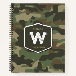 Monogramm des Camouflage Green Camouflage Arms Notizbuch