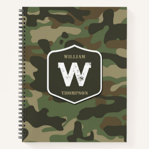 Monogramm des Camouflage Green Camouflage Arms Notizbuch