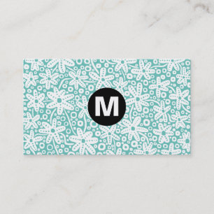 Monogramm des Center Spot - Blume Design - Lt Aqua Visitenkarte