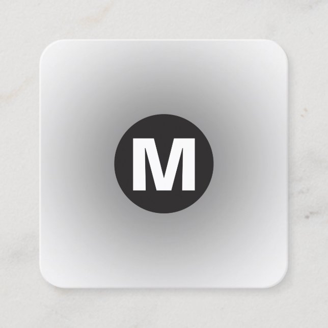 Monogramm des Circle Spot - Gradient - Grau bis We Quadratische Visitenkarte (Vorderseite)