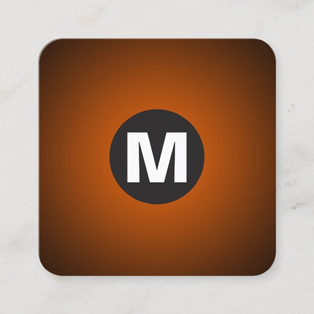 Monogramm des Circle Spot - Gradient - orange bis  Quadratische Visitenkarte (Vorderseite)