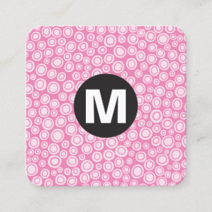 Monogramm des Circle Spot - Punkte - Rosa #EF84B4 Quadratische Visitenkarte