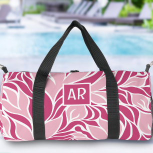 Monogramm des coolen rosa-weißen, modernen Blumenm Duffle Bag
