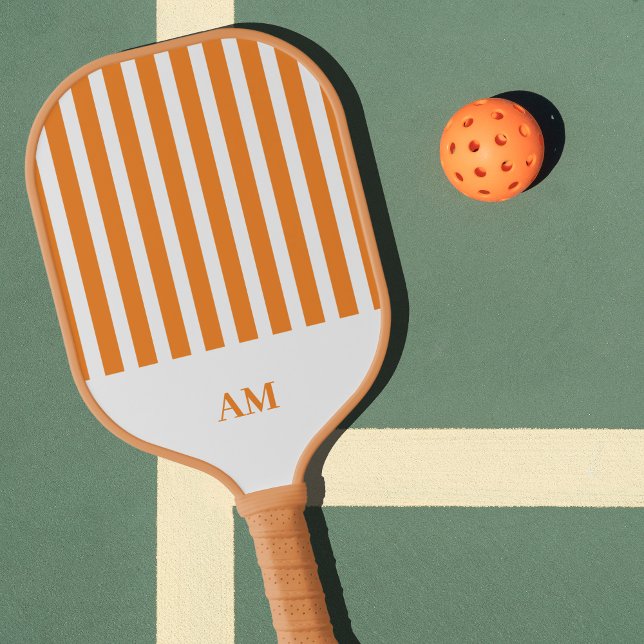 Monogramm des Country Club für Orange und Weiße St Pickleball Schläger (Orange & White Stripes Personalized Pickleball Paddle)