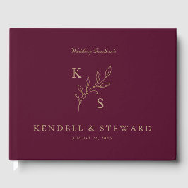 Monogramm des eleganten Greenery Floral Wedding Lo Gästebuch