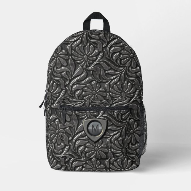 Monogramm des Embossed Metal Shield ID139 Bedruckter Rucksack (Vorderseite)