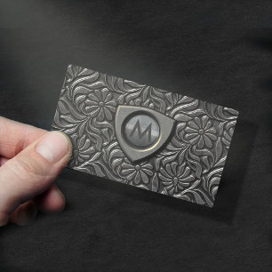 Monogramm des Embossed Metal Shield ID139 Visitenkarte