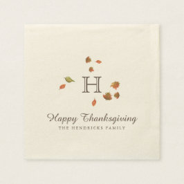 Monogramm des Erntedanks der Herbstbaumen Serviette