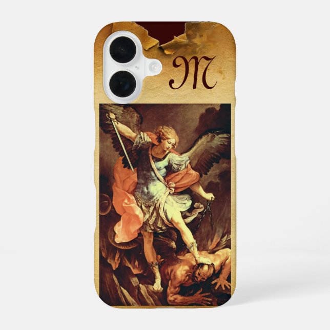 Monogramm des Erzengels Michael iPhone 16 Hülle (Rückseite)