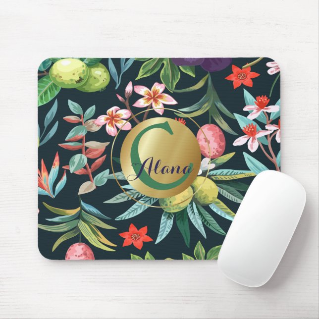 Monogramm des exotischen tropischen Paradieses Mousepad (Mit Mouse)