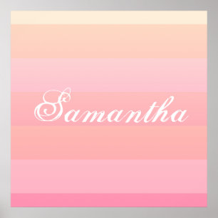 Monogramm des Farbblocks Sommerrosa und Korallengr Poster