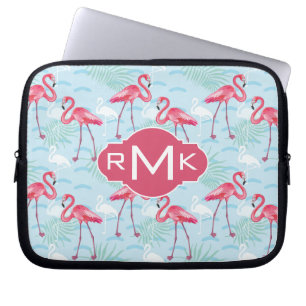 Monogramm des Flamingo-Muster-  Laptopschutzhülle