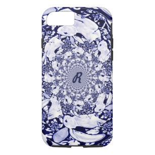 Monogramm des Fraktals "Blaues Kaninchen" Case-Mate iPhone Hülle