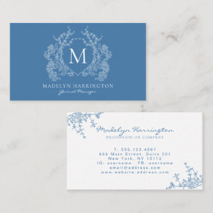 Monogramm des französischen blauen Wappen Visitenkarte