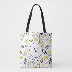 Monogramm des gelben skandinavischen Blumenmusters