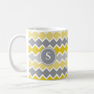 Monogramm des gelben und grauen Musters Kaffeetasse