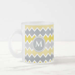 Monogramm des gelben und grauen Musters Mattglastasse