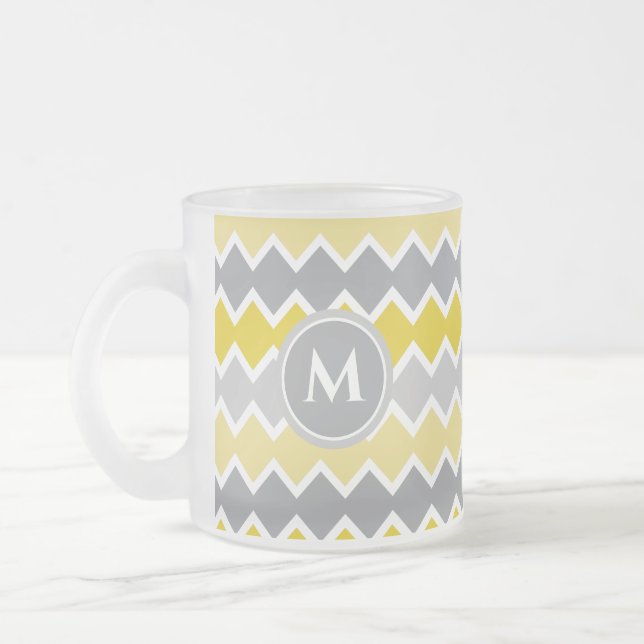 Monogramm des gelben und grauen Musters Mattglastasse (Links)
