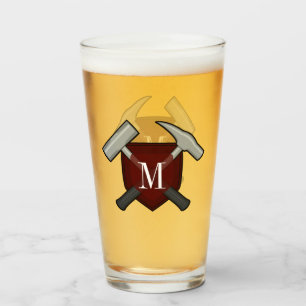 Monogramm des Geologen mit Rockhammer Glas