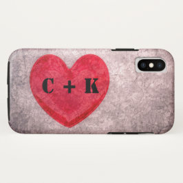 Monogramm des gestrichelten Herzens personalisiere iPhone X Hülle