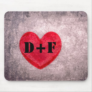 Monogramm des gestrichelten Herzens personalisiere Mousepad