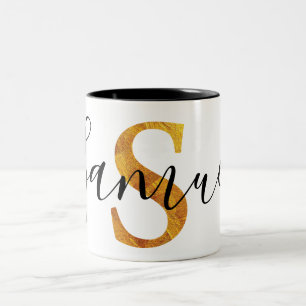 Monogramm des Gold"S" mit personalisiertem Namen Zweifarbige Tasse