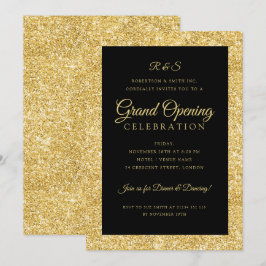 Monogramm des Grand Opening Gold Glitzer Einladung