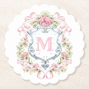 Monogramm des grandmillennialen Wappen   Bridal Untersetzer
