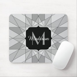 Monogramm des grauen Schwarz-weißen Mosaikdreiecks Mousepad