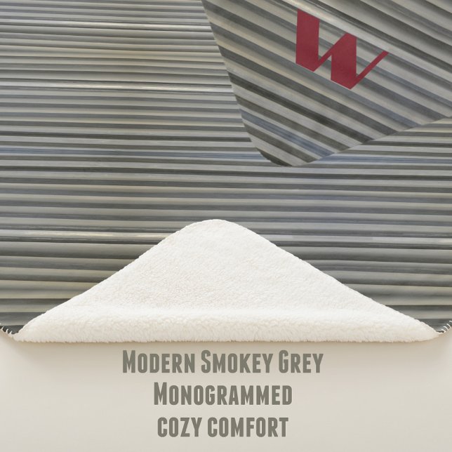 Monogramm des grauen Smokey-Monochromatischen Diag Sherpadecke (Von Creator hochgeladen)