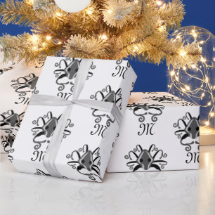 Monogramm des grauen Tintenfischs Geschenkpapier