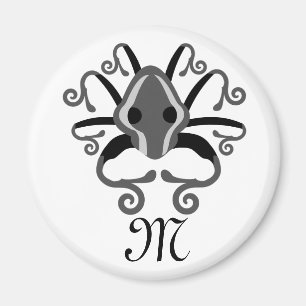 Monogramm des grauen Tintenfischs Magnet