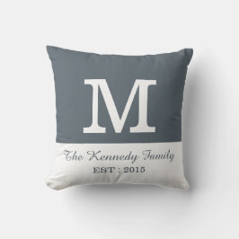 Monogramm des grauweißen Farbblocks Kissen