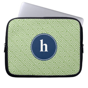 Monogramm des grünen und blauen griechischen Schlü Laptopschutzhülle