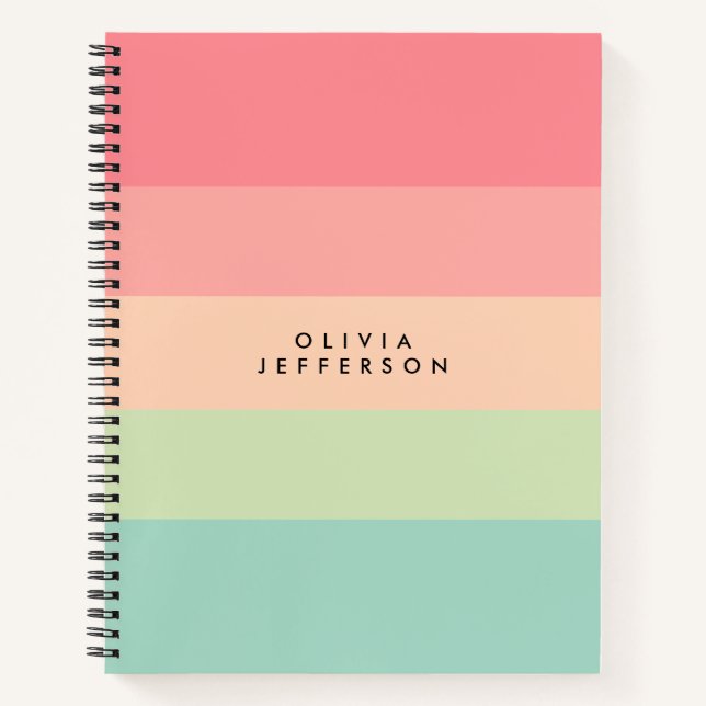 Monogramm des horizontalen Farbblocks Notizbuch (Vorderseite)