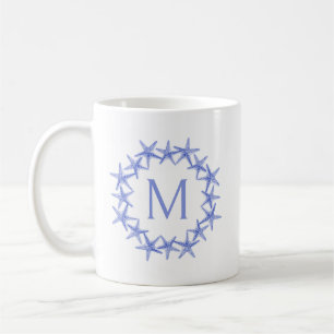 Monogramm des Kastenblau-Weiß-Starfish Kaffeetasse