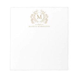 Monogramm des klassischen zeitlosen Gold Floral-Wa Notizblock