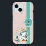 Monogramm des kleinen Einhorns, farbenfrohe Sterne Case-Mate iPhone Hülle<br><div class="desc">Baby Einhorn und farbenfrohe Sterne auf rosa Hintergrund. Eine perfekte Geschenkidee für sie zu jeder Gelegenheit. Wählen Sie den Kostümknopf,  um den Stil,  die Farbe und die Größe des Schriftartes zu ändern.</div>