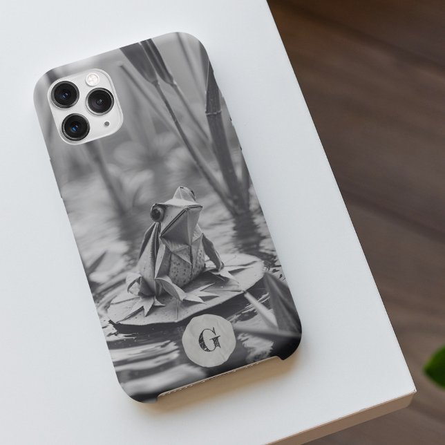 Monogramm des Lily Pads Paper Origami Frog Case-Mate iPhone Hülle (Von Creator hochgeladen)