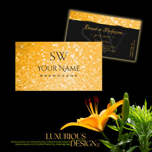 Monogramm des luxuriösen Orange Glitzer Luminous S Visitenkarte